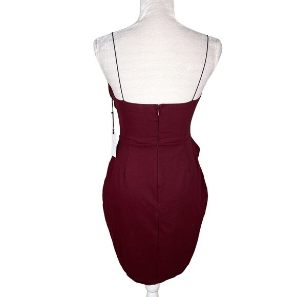 ASTR The Label Ruffle Stretch Knit Body Con Dress Wine Medium M New - Picture 10 of 10